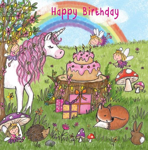 Unicorn Girls Happy Birthday Card