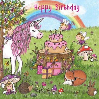 Unicorn Girls Happy Birthday Card
