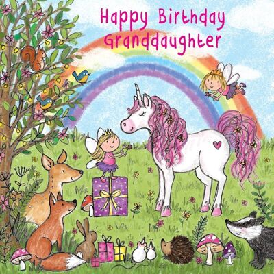 Carte d'anniversaire de petite-fille de licorne