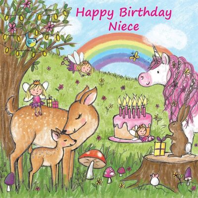 Tarjeta de cumpleaños para sobrina unicornio