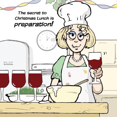Preparación del vino - Tarjeta de Navidad divertida para ella