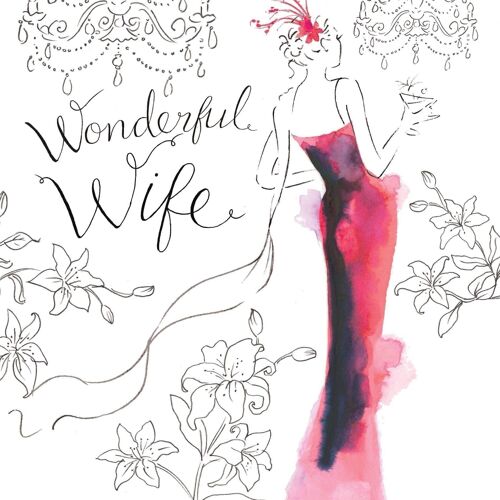 Wonderful Wife Birthday Card - Swarovski Crystal Hand