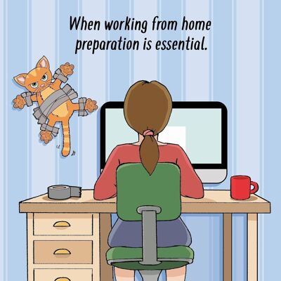 Working From Home - Funny Cat Card