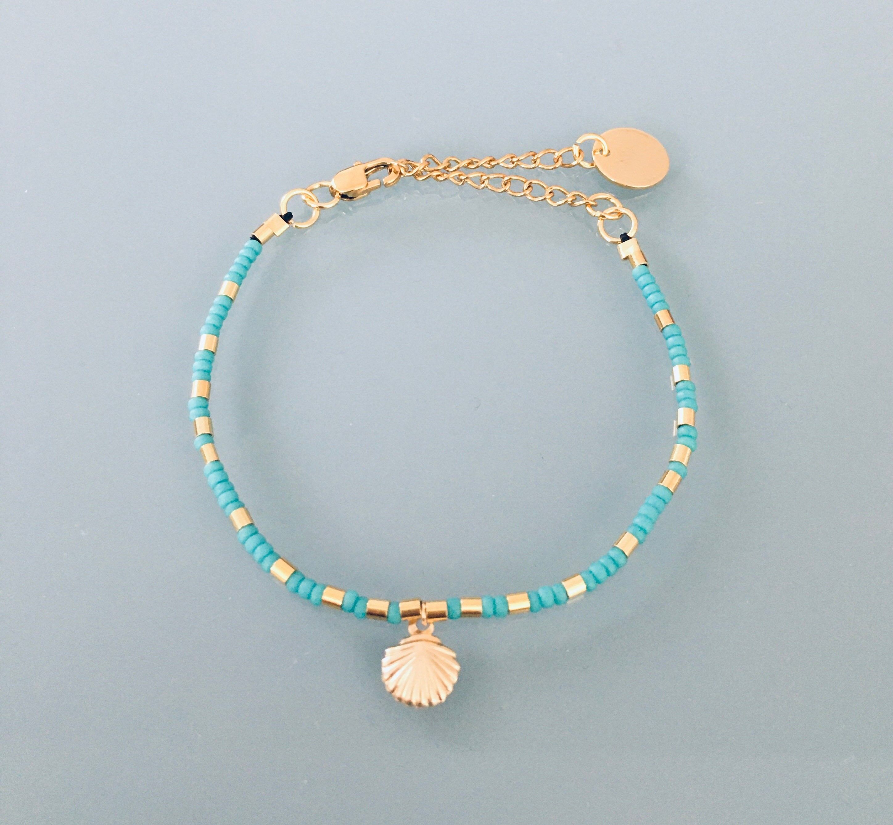 Shell bracelet, 24k gold-plated shell bracelet, golden bracelet, gift idea, bracelet, gift jewelry, women's jewelry (SKU: PR-005)