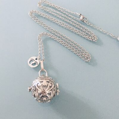 Bola de grossesse, collier bola de grossesse avec perle sonore et pendentif  argent, bijoux cadeaux, bijou future maman, cadeau future maman (SKU: PR-006)