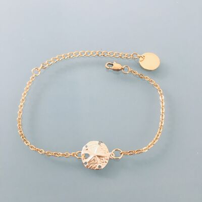 Bracelet femme gourmette dollar des sables plaqué or 24 k, bracelet doré, idée cad, bracelet coquillage, bijoux cadeaux, bijou femme or (SKU: PR-007)