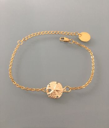 Bracelet femme gourmette dollar des sables plaqué or 24 k, bracelet doré, idée cad, bracelet coquillage, bijoux cadeaux, bijou femme or (SKU: PR-007) 3