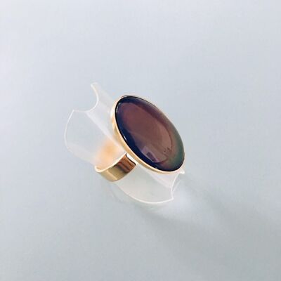 Gold stainless steel mood ring or mood ring, gold ring, color changing ring, gold woman ring, lucky ring (SKU: PR-008)