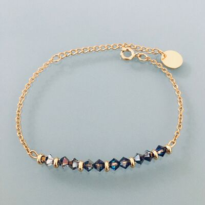 Bracelet pierre, gourmette pierres naturelles magiques Swarovski  perles Heishi or, bracelet doré, bracelet pierre, bijoux cadeaux (SKU: PR-011)