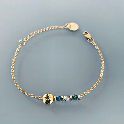 Bracelet constellation, gourmette pierres naturelles magiques Swarovski  perles Heishi or, bracelet doré, bracelet pierre, bijoux cadeaux (SKU: PR-017)