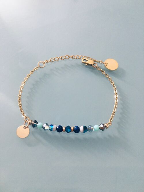 Bracelet pierre, gourmette pierres naturelles magiques Swarovski  perles Heishi or, bracelet doré, bracelet pierre, bijoux cadeaux (SKU: PR-032)