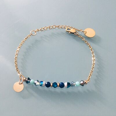 Bracelet pierre, gourmette pierres naturelles magiques Swarovski  perles Heishi or, bracelet doré, bracelet pierre, bijoux cadeaux (SKU: PR-032)