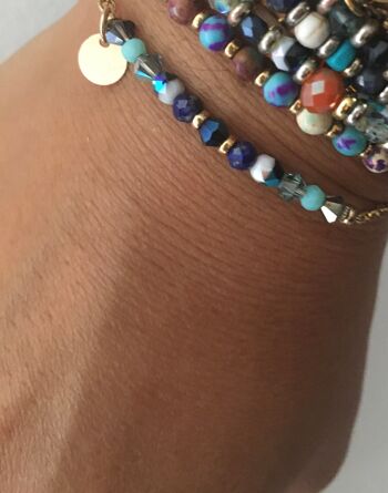 Bracelet pierre, gourmette pierres naturelles magiques Swarovski  perles Heishi or, bracelet doré, bracelet pierre, bijoux cadeaux (SKU: PR-032) 4