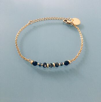 Bracelet pierre, gourmette pierres naturelles magiques Swarovski  perles Heishi or, bracelet doré, bracelet pierre, bijoux cadeaux (SKU: PR-053) 1