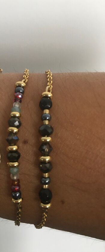 Bracelet pierre, gourmette pierres naturelles magiques Swarovski  perles Heishi or, bracelet doré, bracelet pierre, bijoux cadeaux (SKU: PR-053) 3