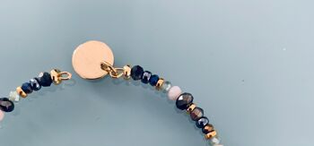 Bracelet Perles et rose des vents, bracelet femme gourmette pierres naturelles magiques et perles Heishi plaqué or 24 k, bracelet doré (SKU: PR-052) 3