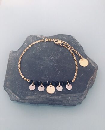 Bracelet femme gourmette acier inoxydable et perles, bracelet doré,  , bracelet perles, bijoux cadeaux, bijou femme or cadeau de noel (SKU: PR-060) 1