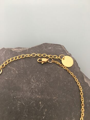 Bracelet femme gourmette acier inoxydable et perles, bracelet doré,  , bracelet perles, bijoux cadeaux, bijou femme or cadeau de noel (SKU: PR-060) 3