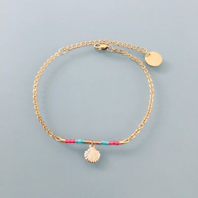 Pulsera de concha, pulsera de concha chapada en oro de 24k, pulsera de oro, idea de regalo, pulsera, joyería de regalo, joyería de mujer (SKU: PR-074)