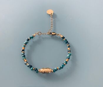 Bracelet Amulette et perles, bracelet femme gourmette talisman magique et perles Heishi plaqué or 24 k, bracelet doré (SKU: PR-083) 2