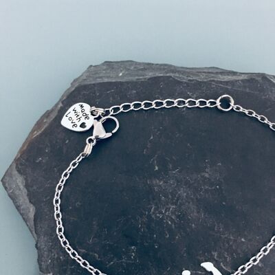 Bracelet gourmette ancre en argent, bracelet femme, idée cadeau, bijoux cadeaux, bijou coeur, bracelet argent, bracelet coeur, bijou argent (SKU: PR-093)