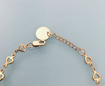 Bracelet gourmette coeur, bracelet femme, idée cadeau, bijoux cadeaux, bijou coeur, bracelet doré, bracelet doré coeur, gourmette coeur (SKU: PR-123) 2