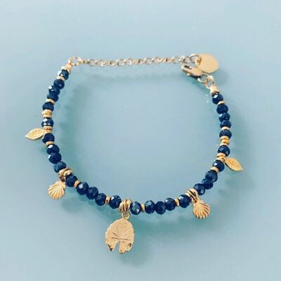 Damen-Gourmet-Armband mit vergoldeten Perlen und Charms, Goldarmband, Charm-Armband, Geschenkschmuck, Gold-Damenschmuck (SKU: PR-126)