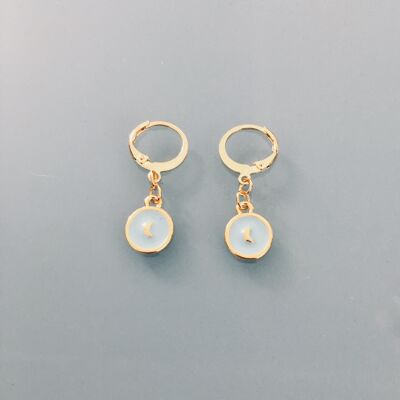 Mini moon hoops, small golden moon hoops earrings, women's jewelry, golden hoops, x jewelry, women's gift Christmas gift (SKU: PR-131)