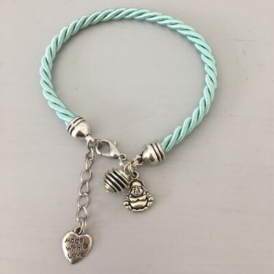 Bracciale da donna verde con ciondolo Buddha e una perla da profumare, bracciale Buddha, gioielli Buddha, bracciali, cad, gioielli regalo (SKU: PR-138)