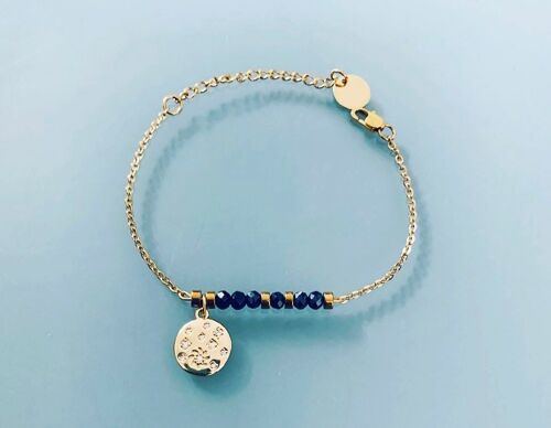 Bracelet constellation, gourmette pierres naturelles magiques Swarovski  perles Heishi or, bracelet doré, bracelet pierre, bijoux cadeaux (SKU: PR-151)