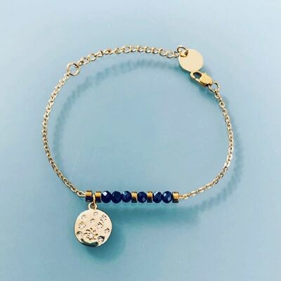 Constellation bracelet, curb chain magic natural stones Swarovski gold Heishi beads, golden bracelet, stone bracelet, gift jewelry (SKU: PR-151)