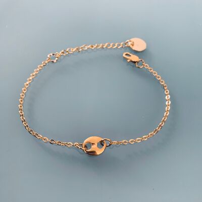 Bracelet gourmette grain de café en acier inoxydable doré, bracelet femme, bracelet doré,  , bijoux cadeaux, constellation cadeau de noel (SKU: PR-158)
