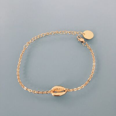 Bracelet femme gourmette coquillage plaqué or 24 k, bracelet doré, bracelet coquillage, bijoux cadeaux, bijou femme or cadeau de noel (SKU: PR-161)