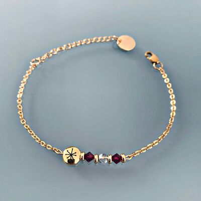 Constellation bracelet, curb chain magic natural stones Swarovski gold Heishi beads, golden bracelet, stone bracelet, gift jewelry (SKU: PR-170)