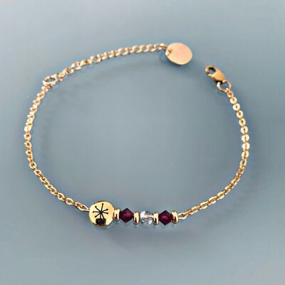 Bracelet constellation, gourmette pierres naturelles magiques Swarovski  perles Heishi or, bracelet doré, bracelet pierre, bijoux cadeaux (SKU: PR-170)