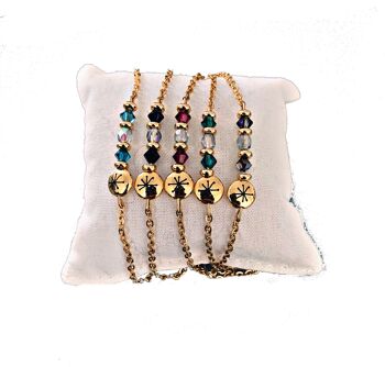 Bracelet constellation, gourmette pierres naturelles magiques Swarovski  perles Heishi or, bracelet doré, bracelet pierre, bijoux cadeaux (SKU: PR-172) 3