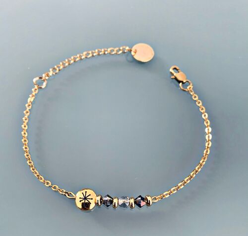 Bracelet constellation, gourmette pierres naturelles magiques Swarovski  perles Heishi or, bracelet doré, bracelet pierre, bijoux cadeaux (SKU: PR-171)