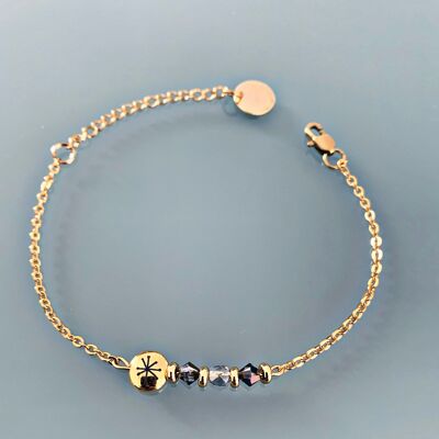 Constellation bracelet, curb chain magic natural stones Swarovski gold Heishi beads, golden bracelet, stone bracelet, gift jewelry (SKU: PR-171)