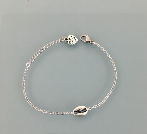 Bracelet femme gourmette coquillage en argent, bracelet argent,  , bracelet coquillage, bijoux cadeaux, bijou femme argent cadeau de noel (SKU: PR-182)