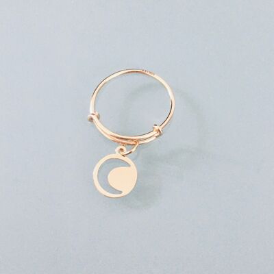 Anello lunare placcato oro 24k con ciondolo luna, anello d'oro, anello celeste, anello donna oro, idea regalo donna, anello luna, gioielli luna (SKU: PR-184)