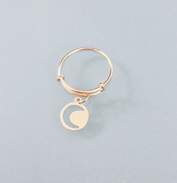 Bague lune plaquée or 24k avec pendentif lune, bague dorée, bague céleste,  bague femme dorée, idée cadeau femme, bague lune, bijou lune (SKU: PR-184) 1