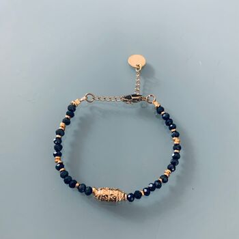 Bracelet Amulette et perles, bracelet femme gourmette talisman magique et perles Heishi plaqué or 24 k, bracelet doré (SKU: PR-189) 2