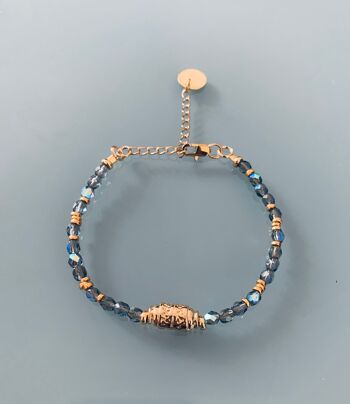 Bracelet Amulette et perles, bracelet femme gourmette talisman magique et perles Heishi plaqué or 24 k, bracelet doré (SKU: PR-191) 2