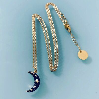 Gold stainless steel moon necklace, gold jewelry, moon jewelry, lucky necklace, gift jewelry, women gift (SKU: PR-194)