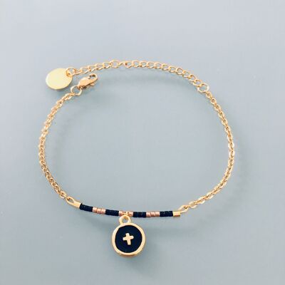 Cross bracelet, 24k gold-plated cross bracelet, gold bracelet, gift idea, gold bracelet, gift jewelry, gold woman jewelry (SKU: PR-240)