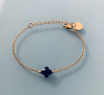 Bracelet trèfle, gourmette trèfle à 4 feuilles porte bonheur et perles Heishi or, bracelet doré, bracelet pierre, bijoux cadeaux (SKU: PR-244) 1