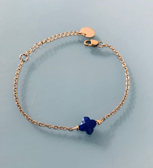 Bracelet trèfle, gourmette trèfle à 4 feuilles porte bonheur et perles Heishi or, bracelet doré, bracelet pierre, bijoux cadeaux (SKU: PR-245)