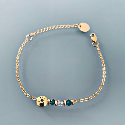 Bracciale costellazione, braccialetto a catena pietre naturali magiche Perline Heishi in oro Swarovski, braccialetto d'oro, braccialetto di pietra, gioielli regalo (SKU: PR-257)