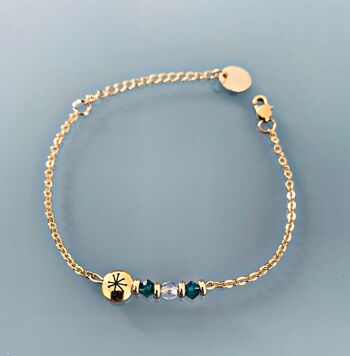 Bracelet constellation, gourmette pierres naturelles magiques Swarovski  perles Heishi or, bracelet doré, bracelet pierre, bijoux cadeaux (SKU: PR-257) 1