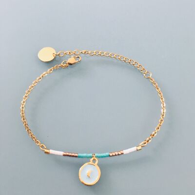 Pulsera luna, pulsera luna chapada oro 24k, pulsera oro, pulsera oro, joyeria regalo, joyeria mujer oro regalo navidad (SKU: PR-265)